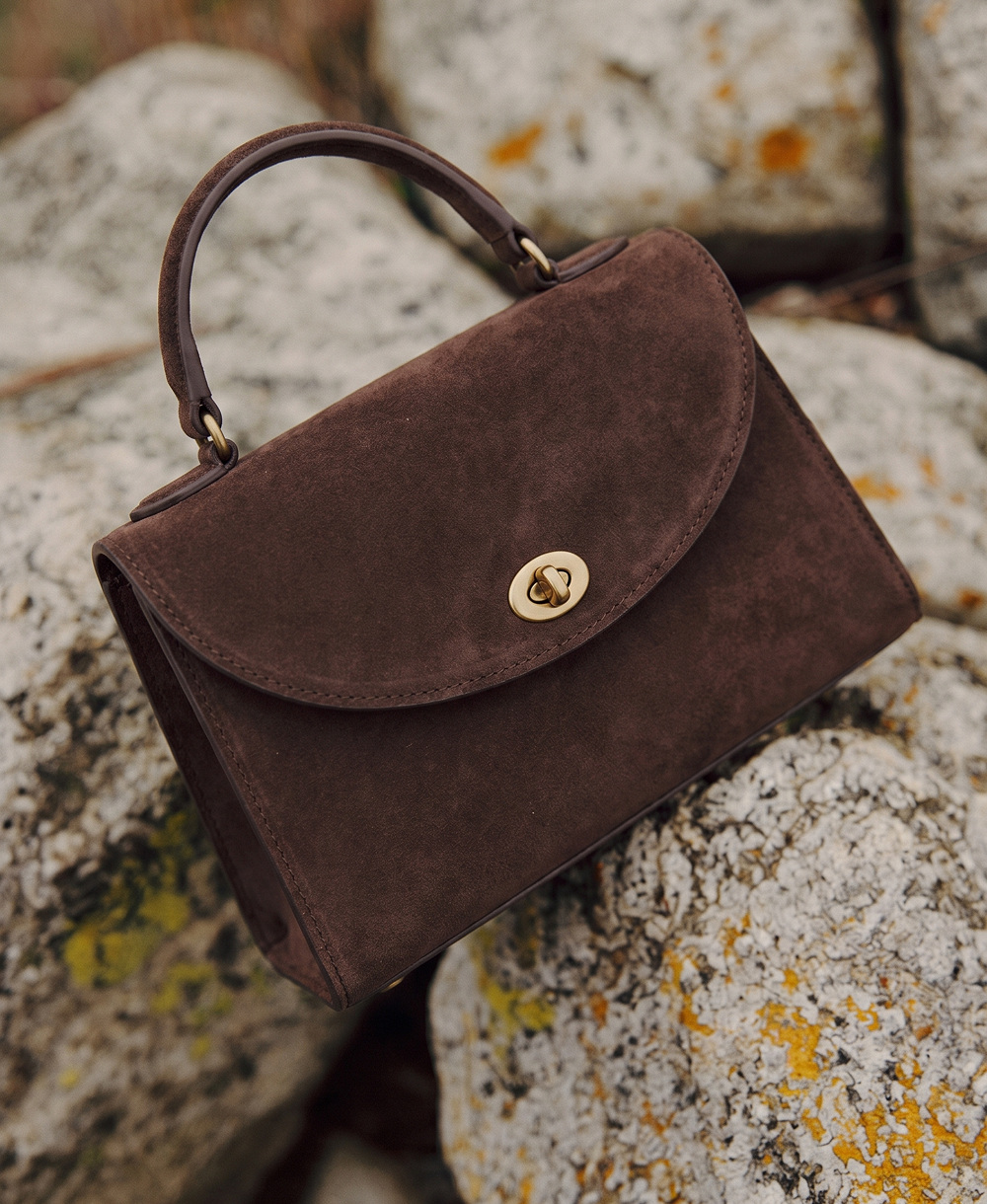 Suede Top Handle Bag