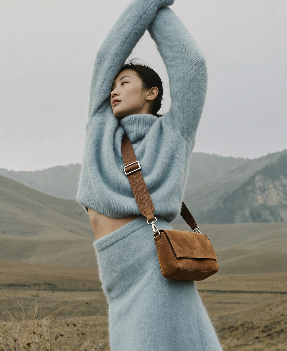 Suede Flap Crossbody