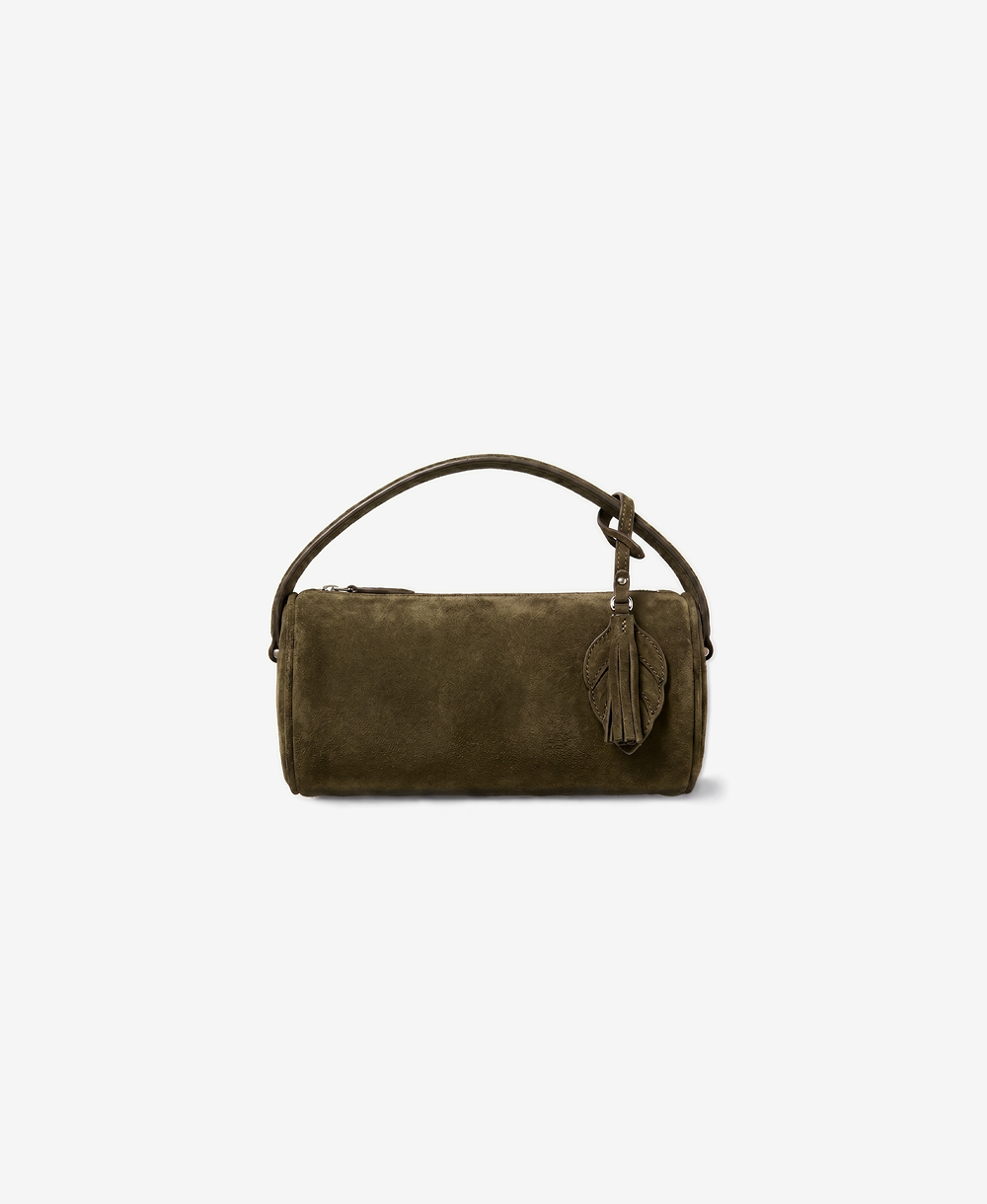 Suede Barrel Bag